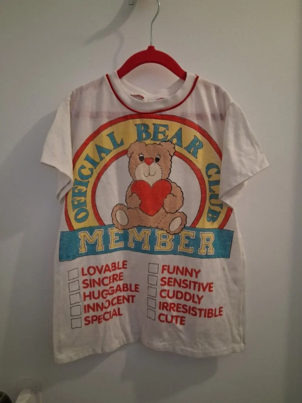 Vintage Official Bear Club Member T-Shirt Nightgown 80s/90s Girls Size 6